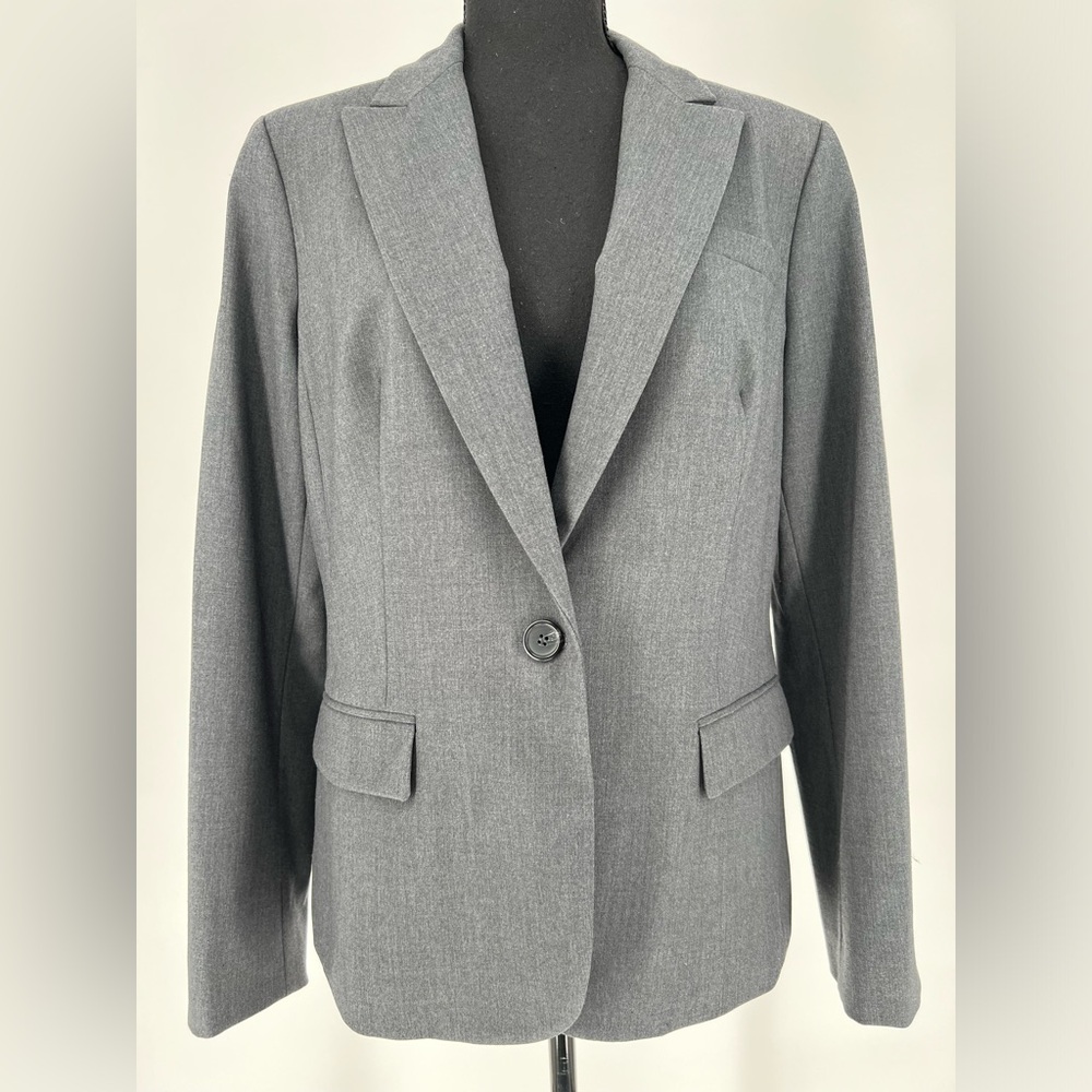 JONES NEW YORK COLLECTION STRETCH CHARCOAL‎ BLAZER CLASSIC STYLE